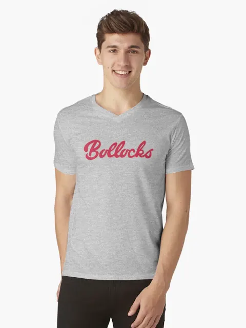 Bollocks parody v-neck T-shirt.