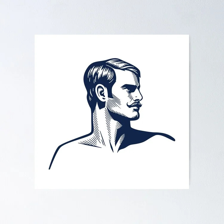 Classic Handsome Bold Minimalist Linocut Art
