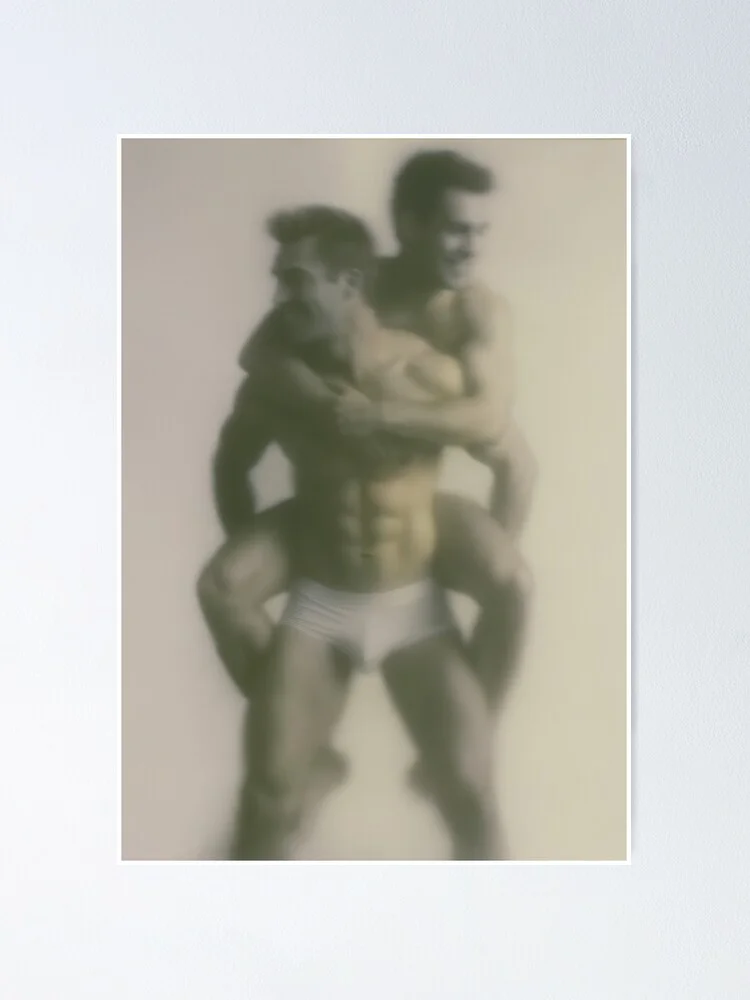 Large wall poster displaying the blurred piggyback males artwork