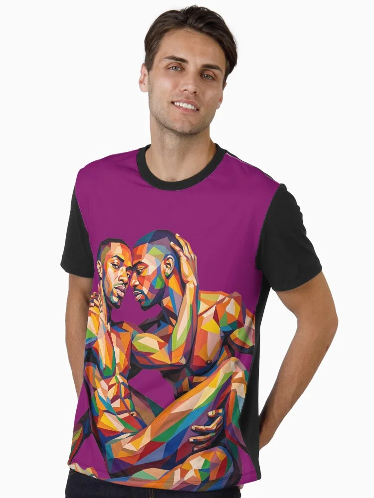 Vibrant Geometric Gay Couple Artwork and Merch