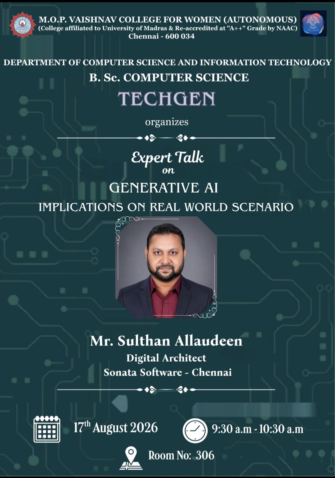From Generative AI to Real-World Impact | Expert Talk at M.O.P. Vaishnav College