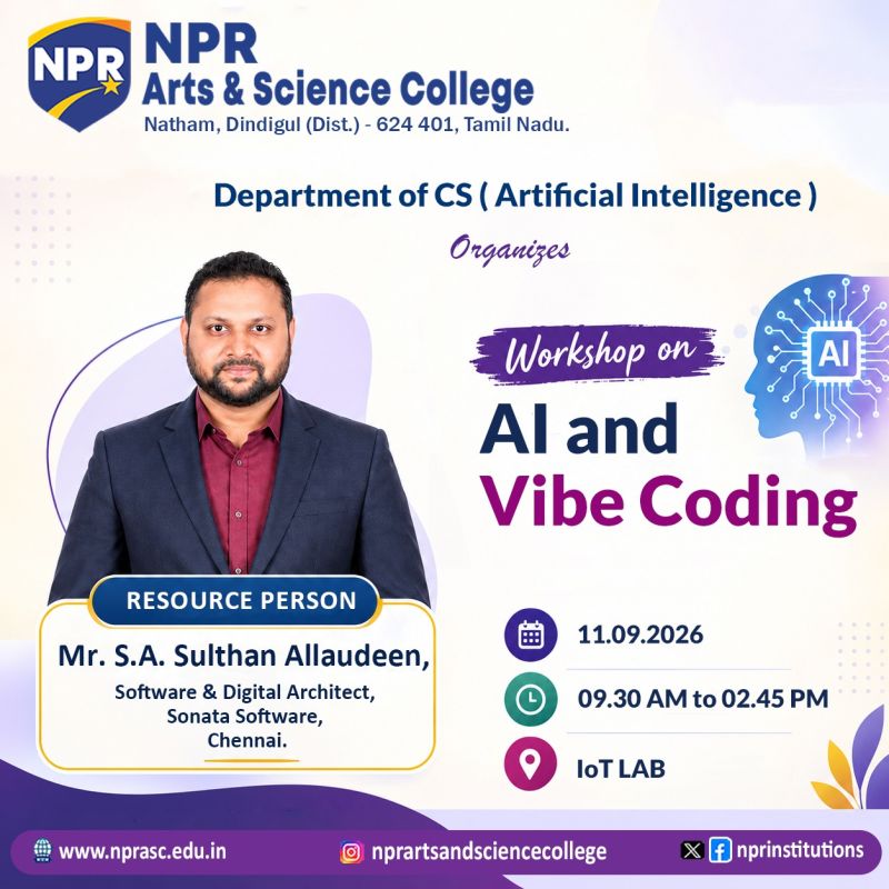 Conducting an AI and Vibe Coding Workshop at NPR Arts & Science College