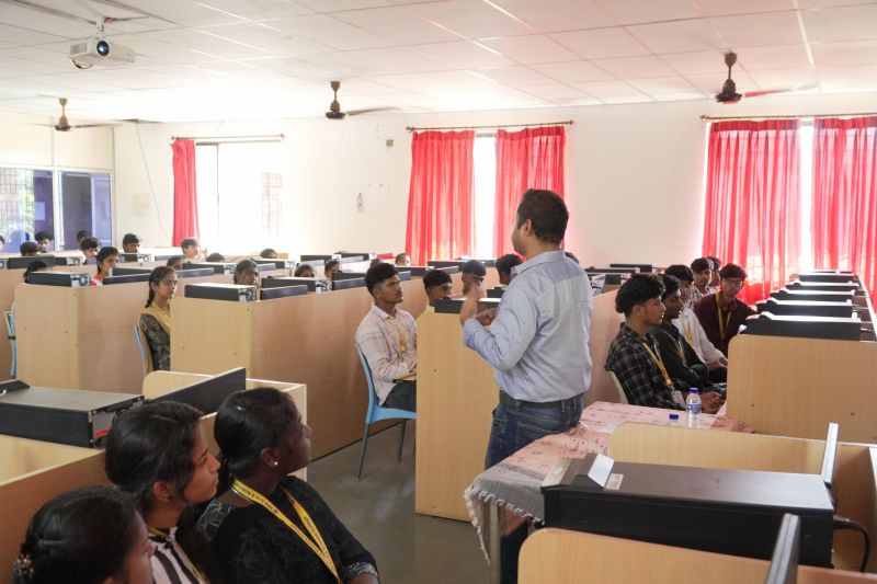 Students engaged during the AI and Vibe Coding workshop at NPR Arts and Science College