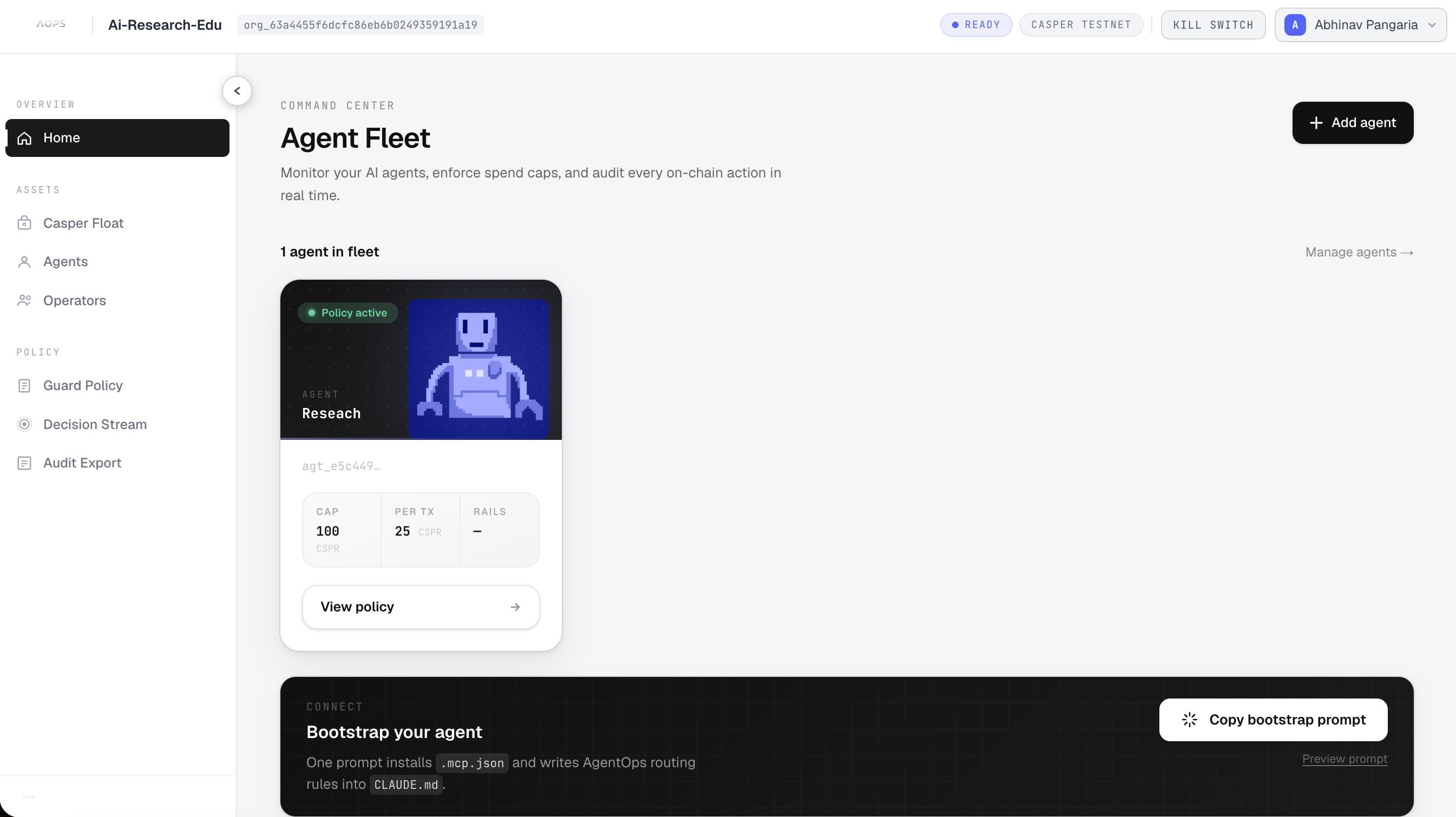 Operator dashboard