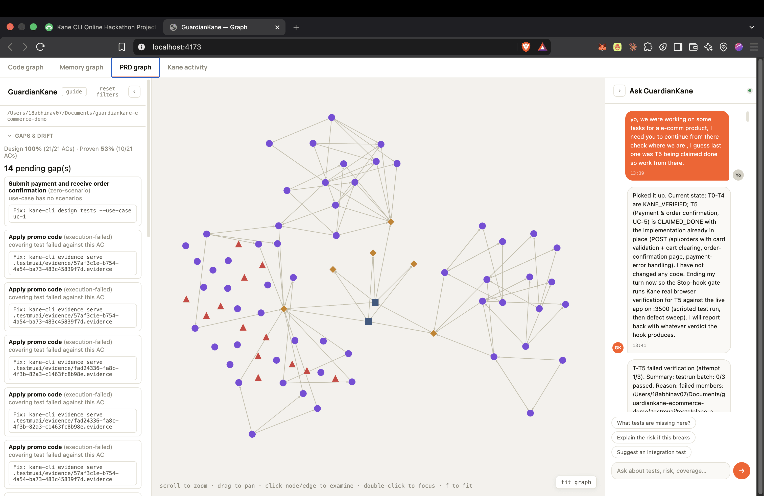 PRD graph — gaps & drift tracking