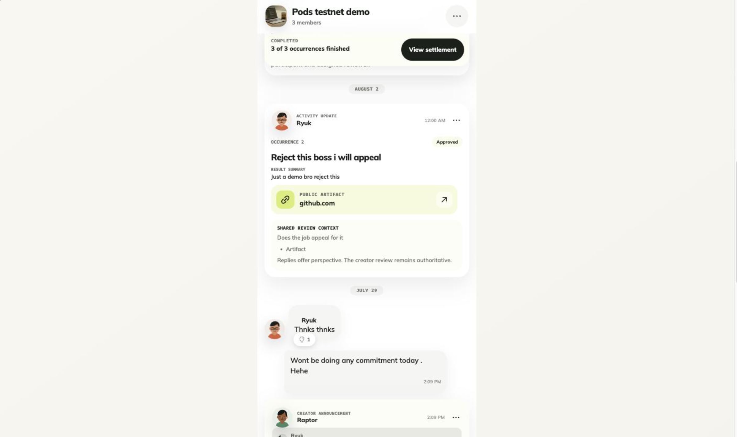 Creator review & approval
