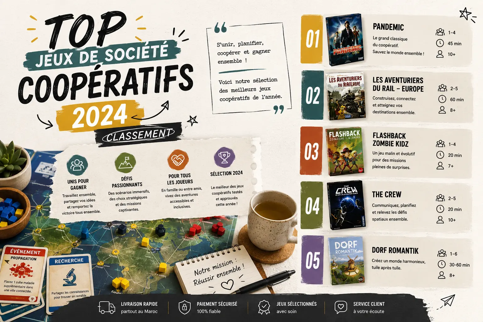 Top jeux de societe cooperatifs 2024 — Classement