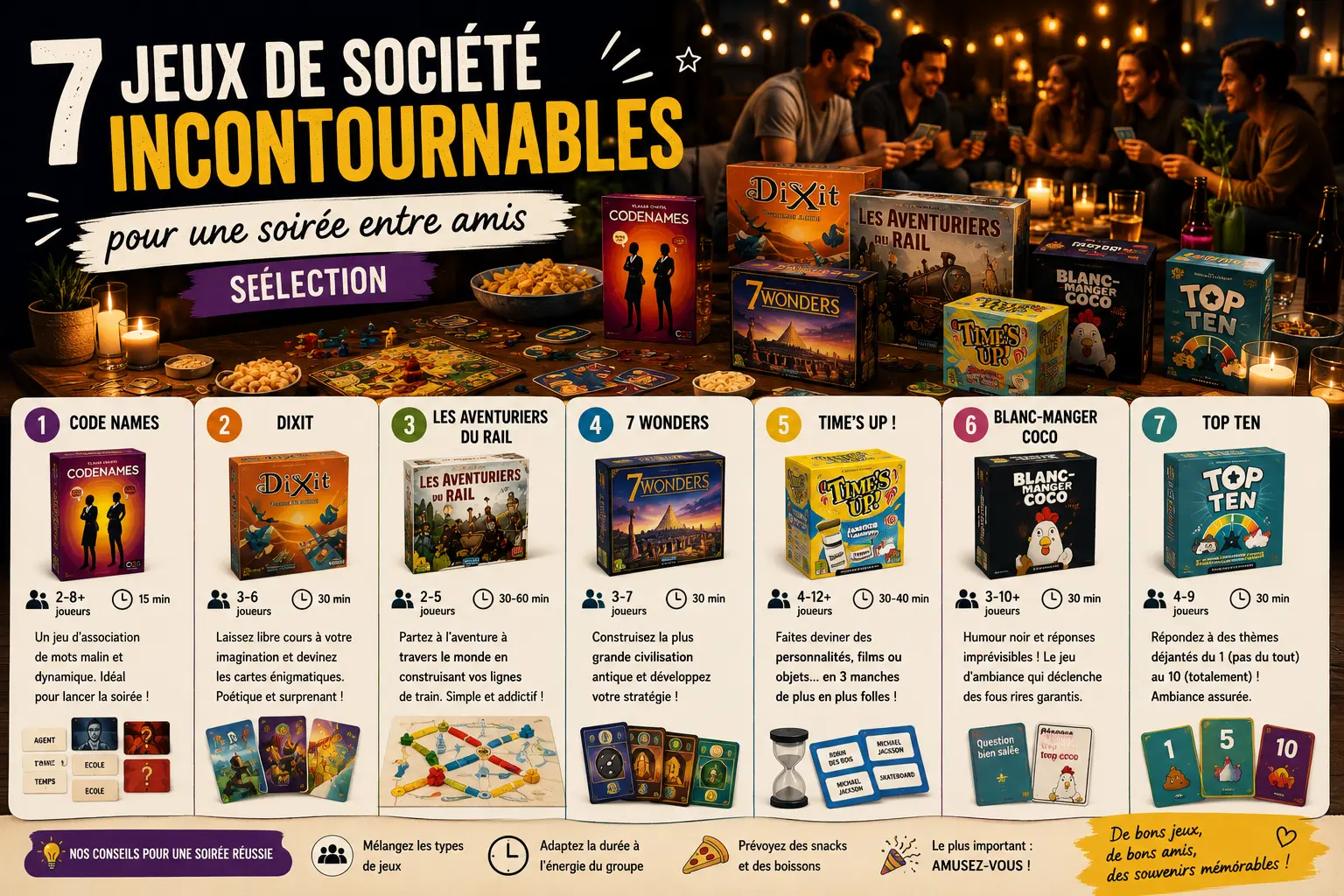 7 jeux de societe incontournables pour une soiree entre amis — Selection