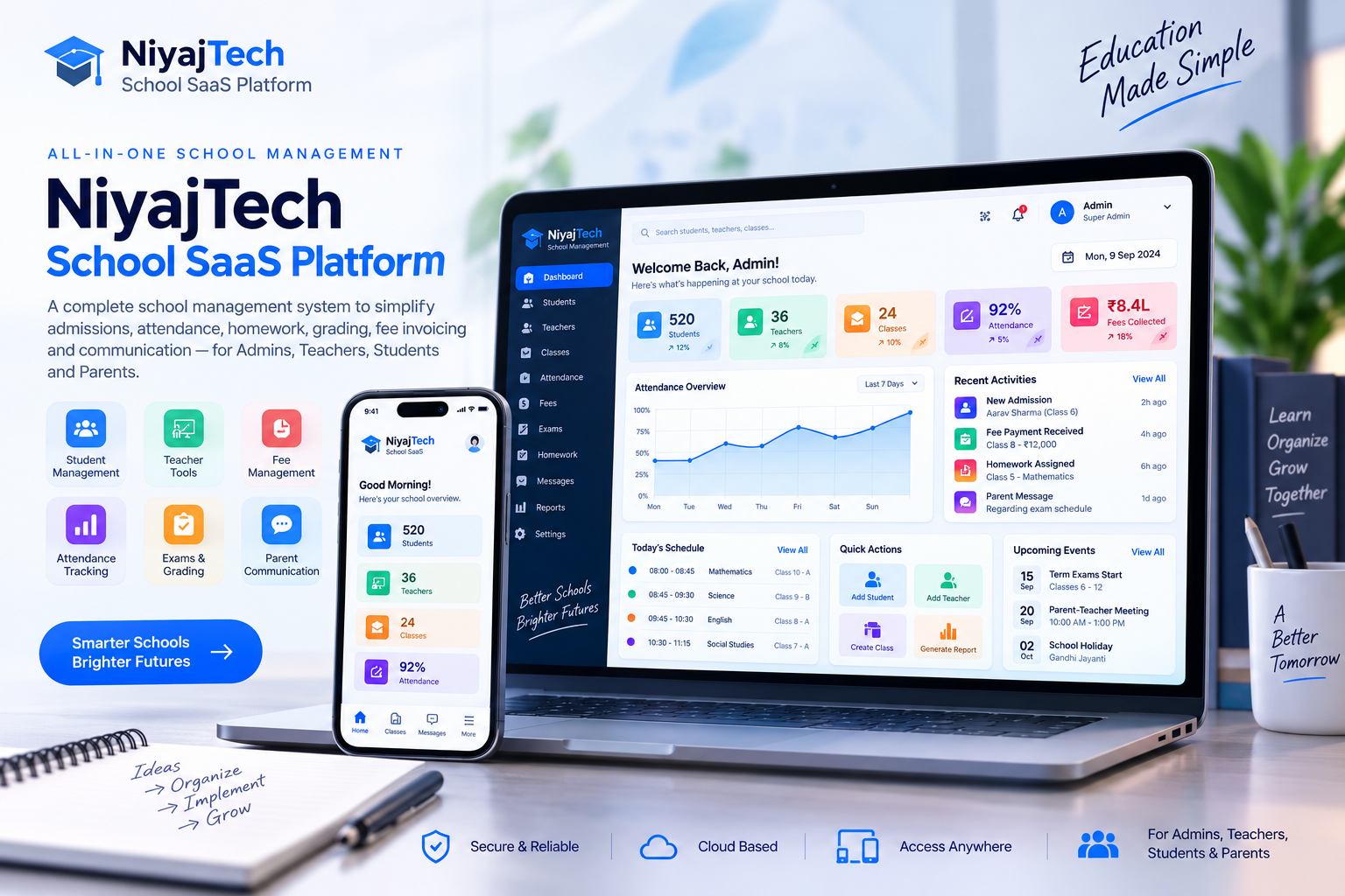 NiyajTech School SaaS: Multi-Tenant EdTech ERP Platform