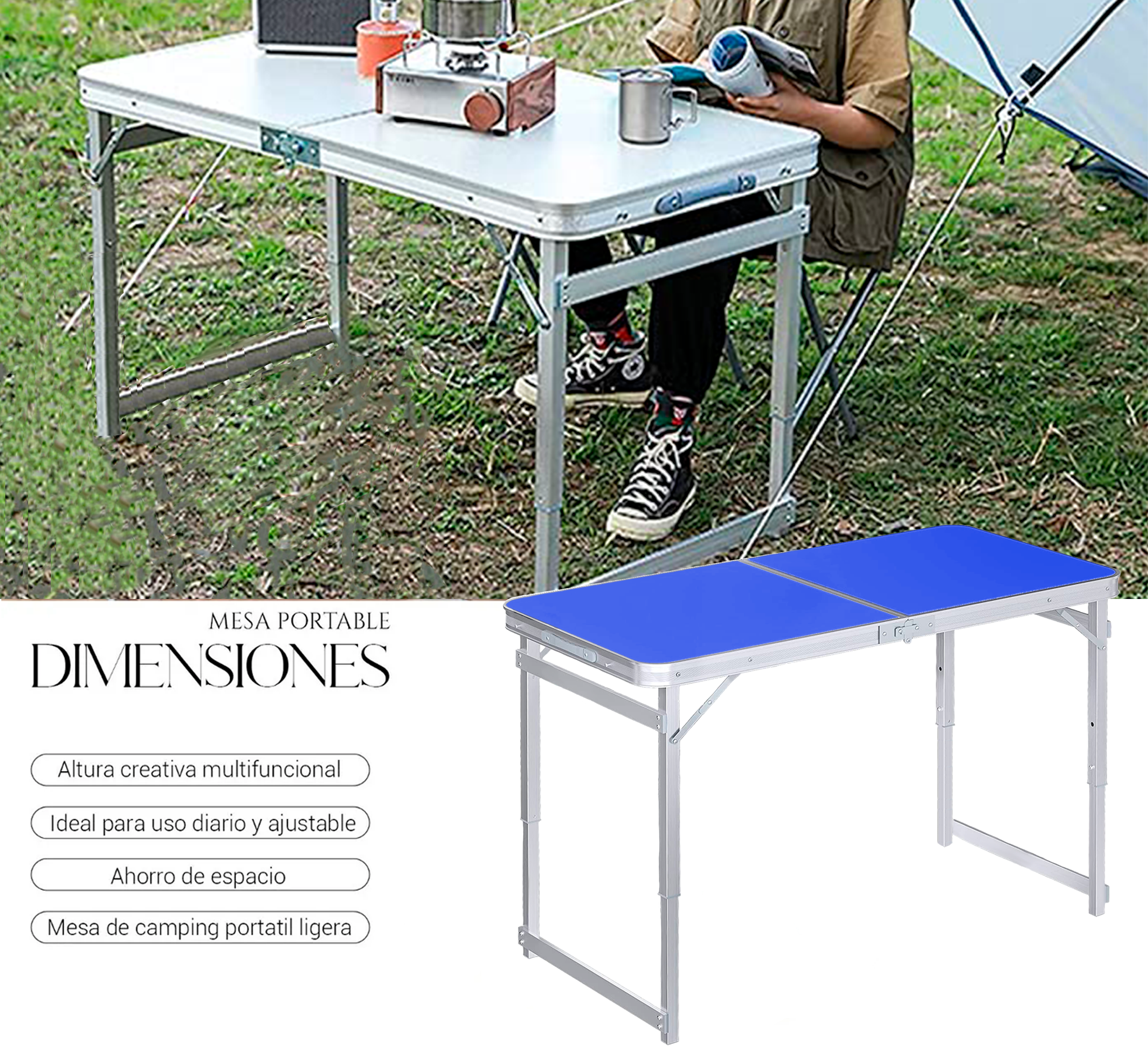thumbnail image 4 of Mesa Plegable Shendy Vendy Portatil Ligera Tipo Portafolio Rectangular 120cm, 4 of 6