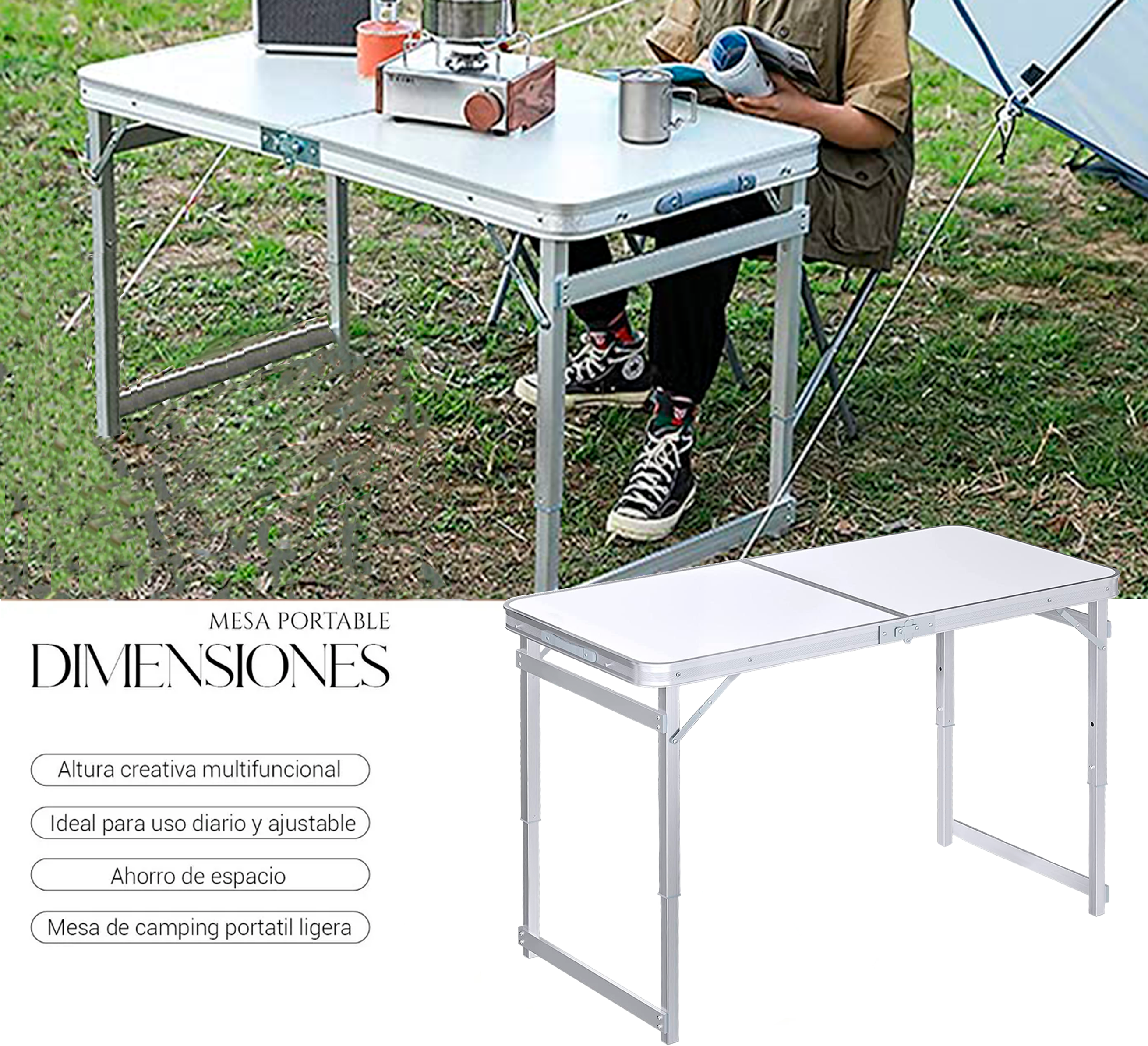 thumbnail image 4 of Mesa Plegable Shendy Vendy Portatil Ligera Tipo Portafolio Rectangular 120cm, 4 of 6