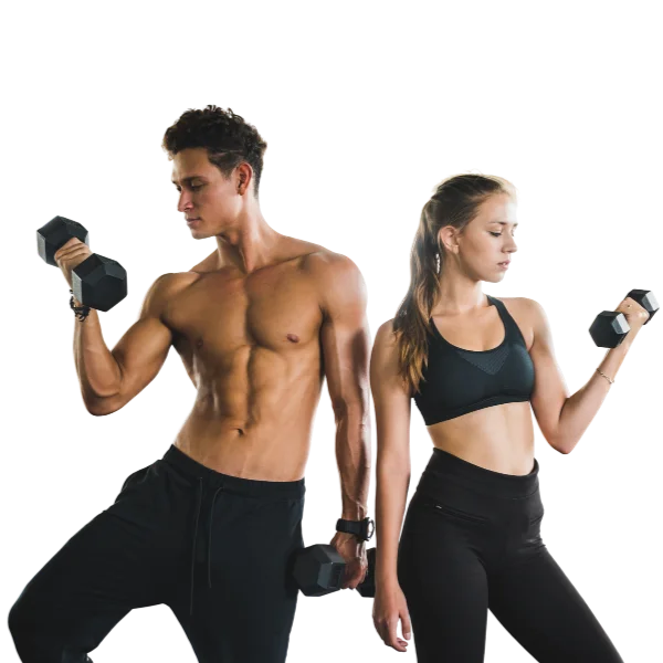 Hombre y mujer entrenando