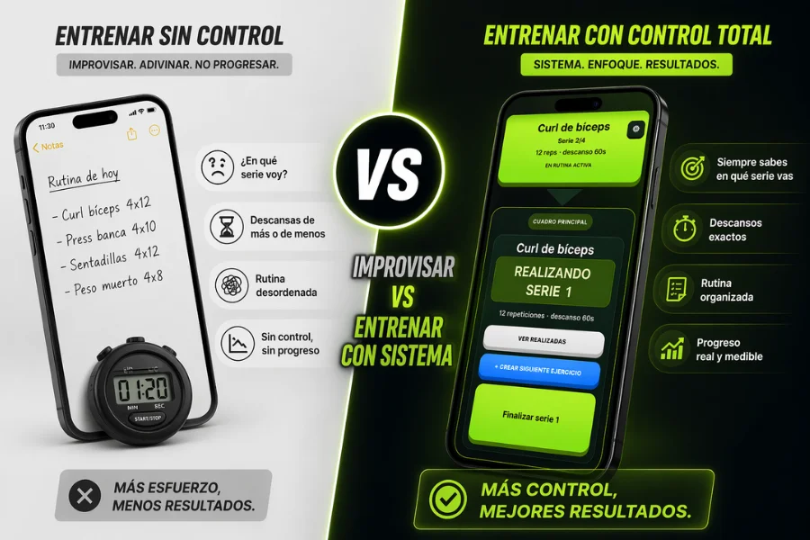 Comparación entrenar sin control vs entrenar con control total