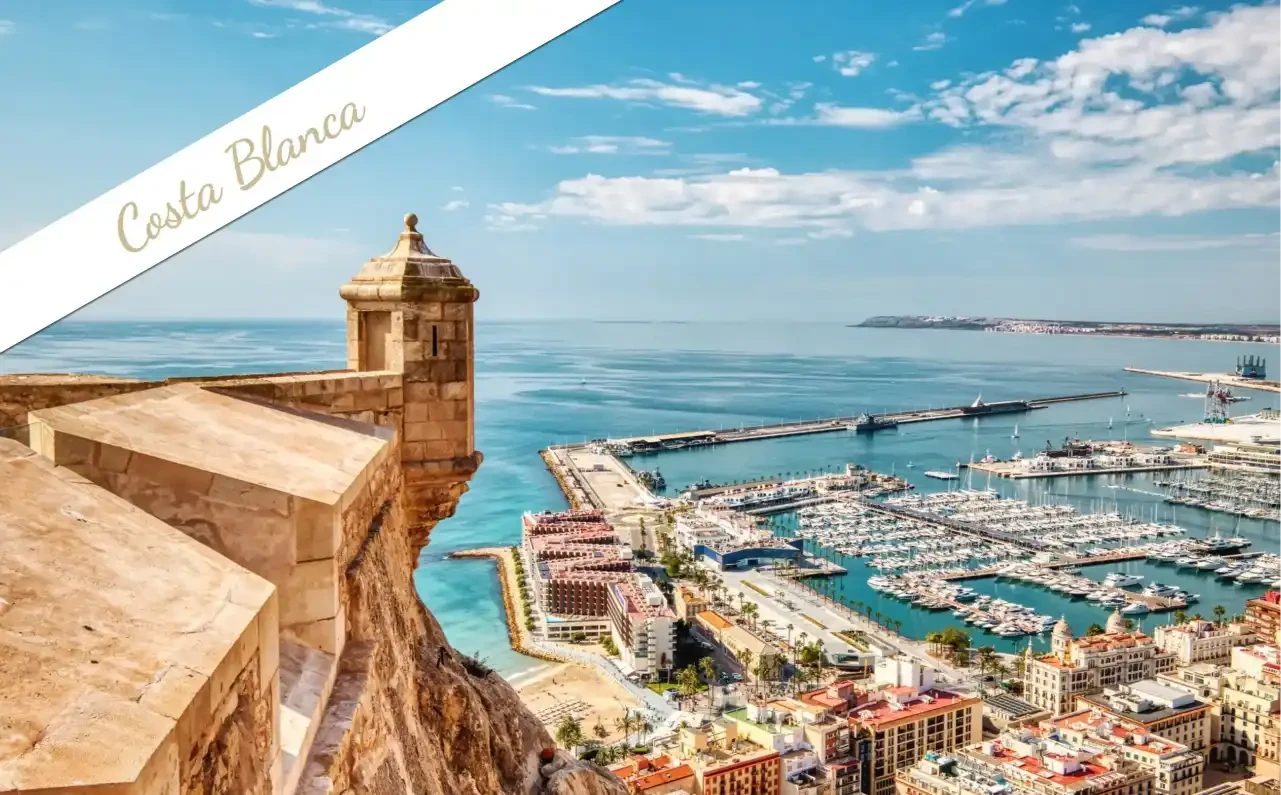 Costa Blanca town view with Mediterranean architecture and scenic coastal backdrop