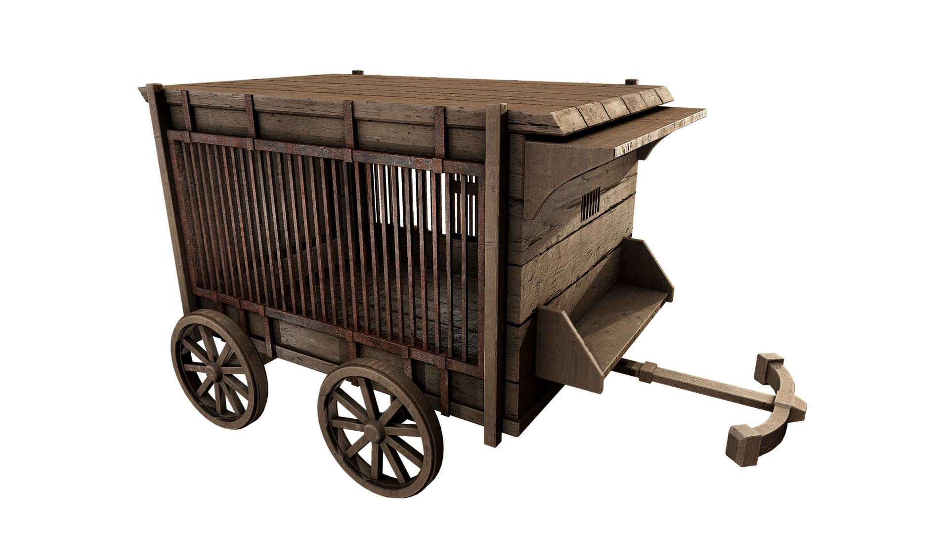 Wooden Prisoner Transport Cart - wooden prisoner transport cart, wooden texture preview image