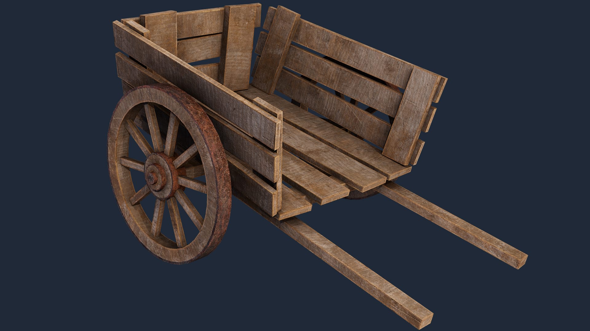 Medieval Wooden Farm Cart - medieval wooden farm cart, medieval texture preview image