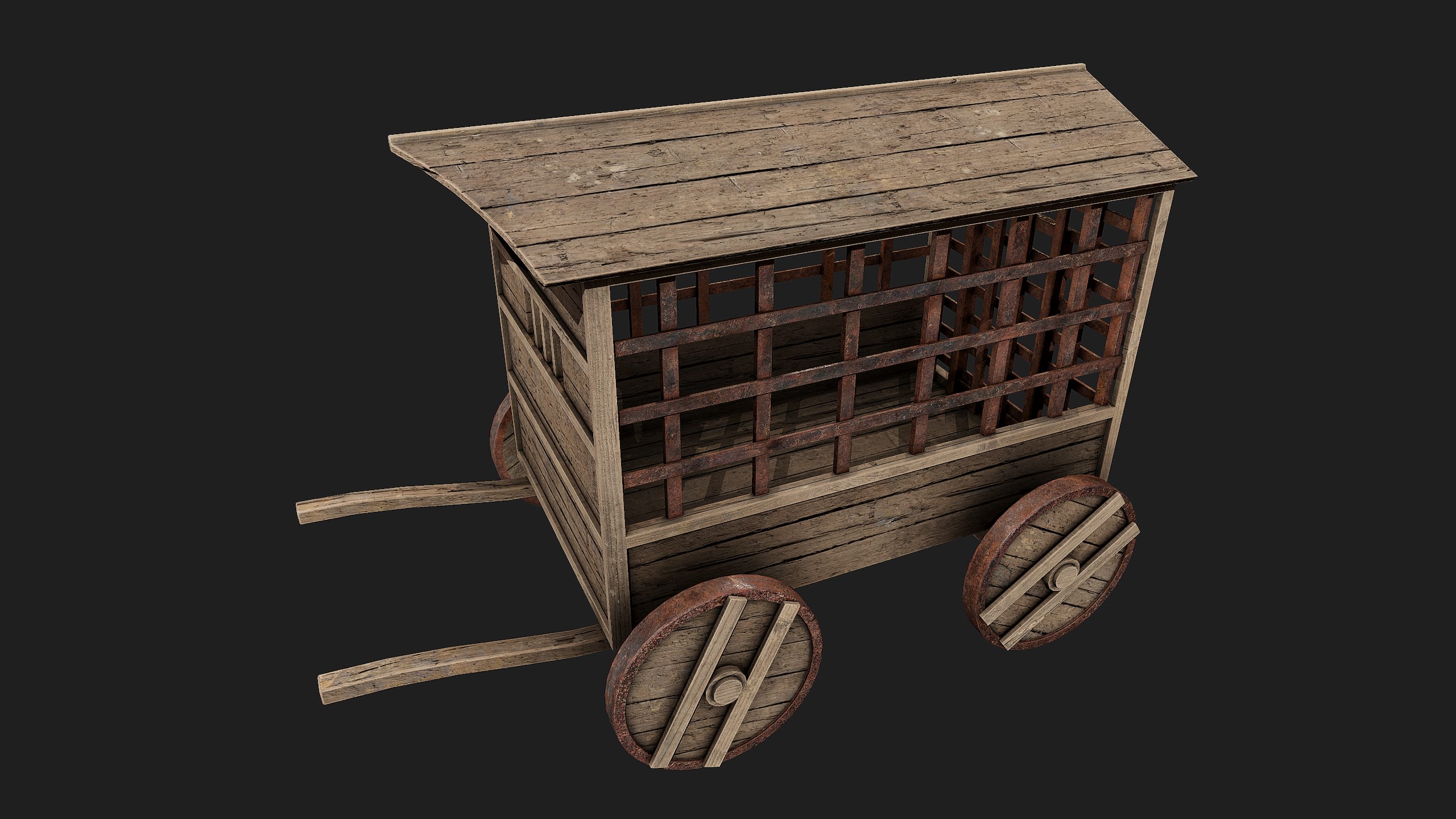 Medieval Wooden Prison Cart - medieval wooden prison cart, medieval texture preview image