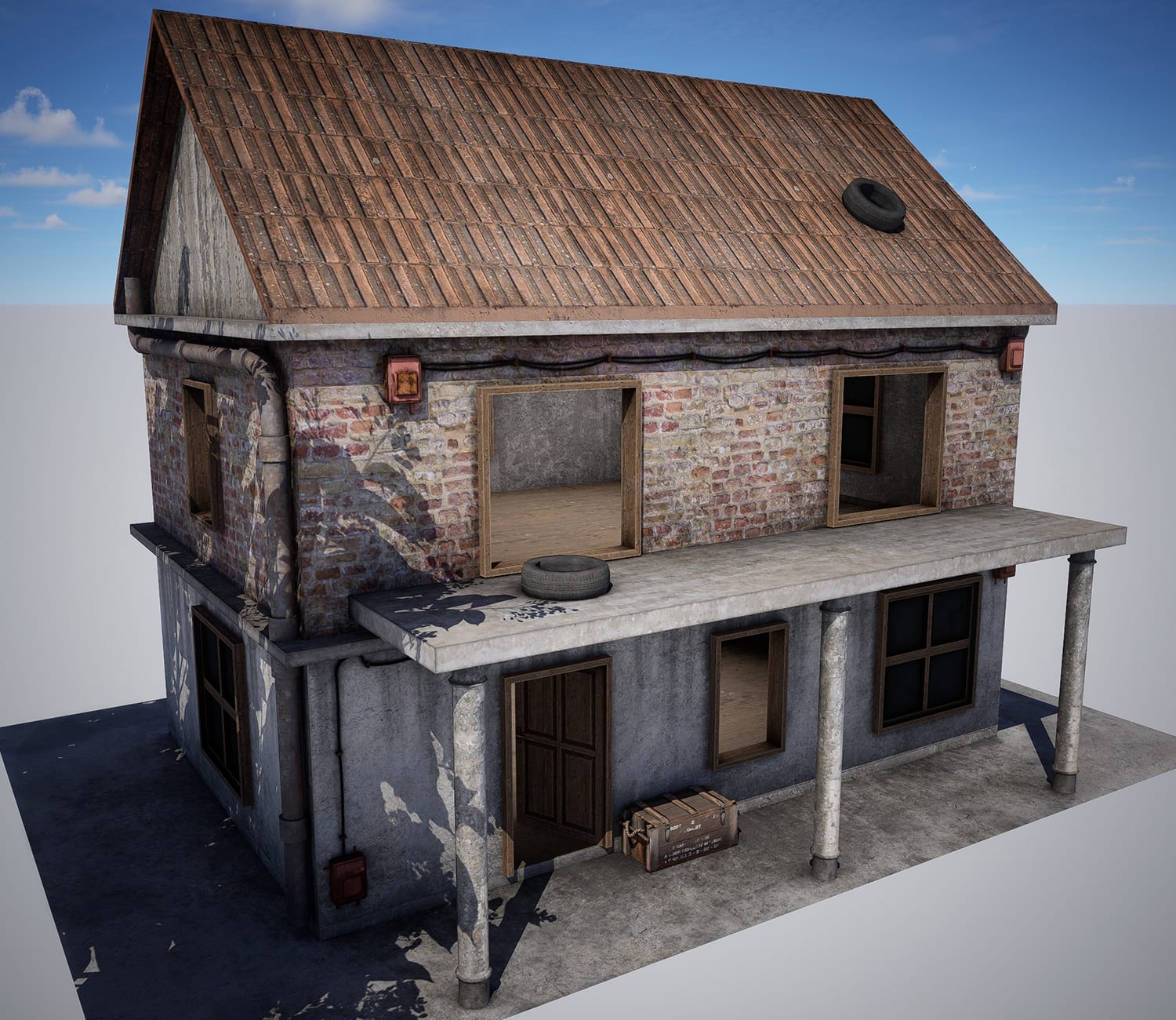 Abandoned Brick House - abandoned brick house, abandoned texture preview image