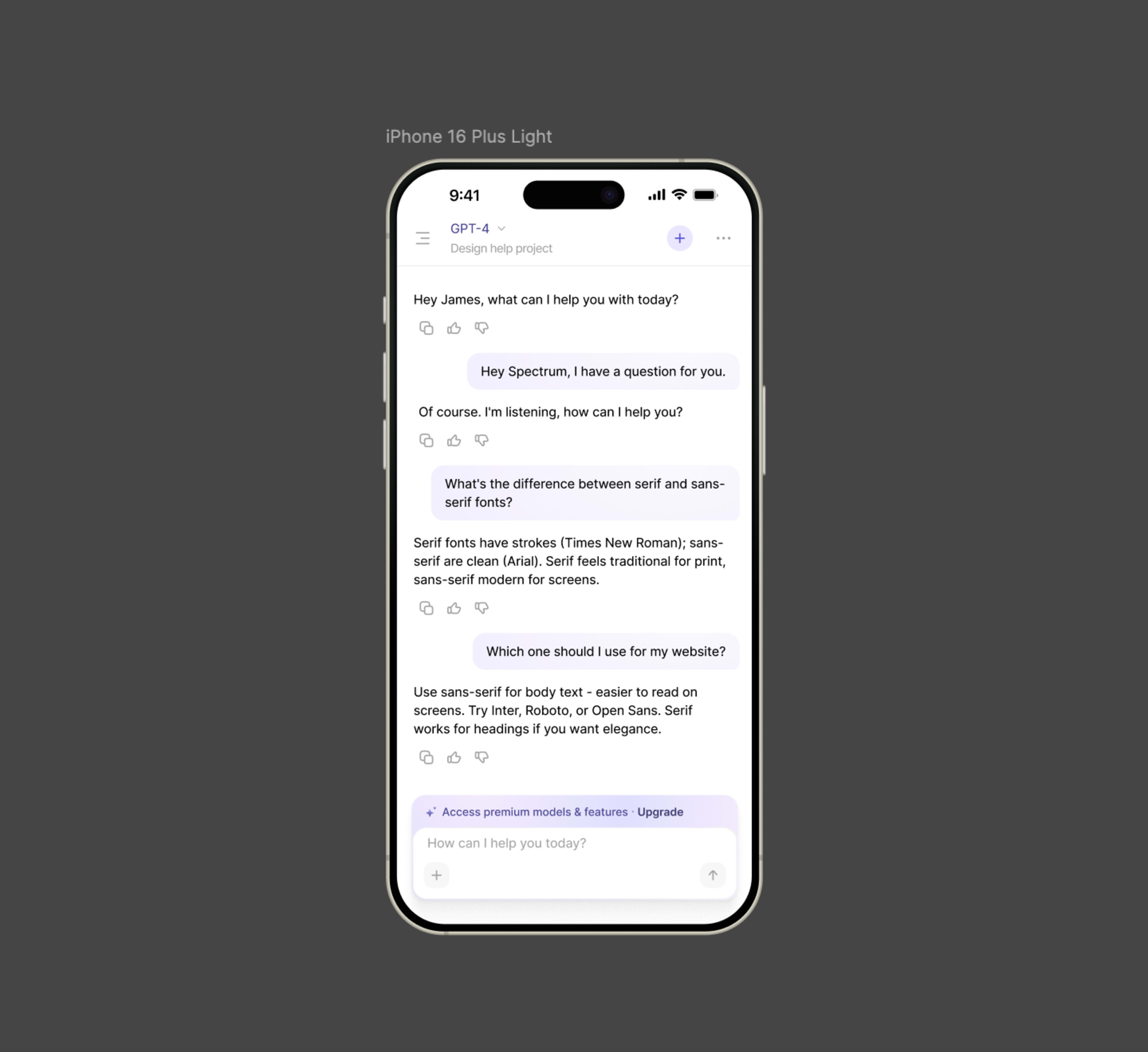 IOS AI chat — free Figma component preview