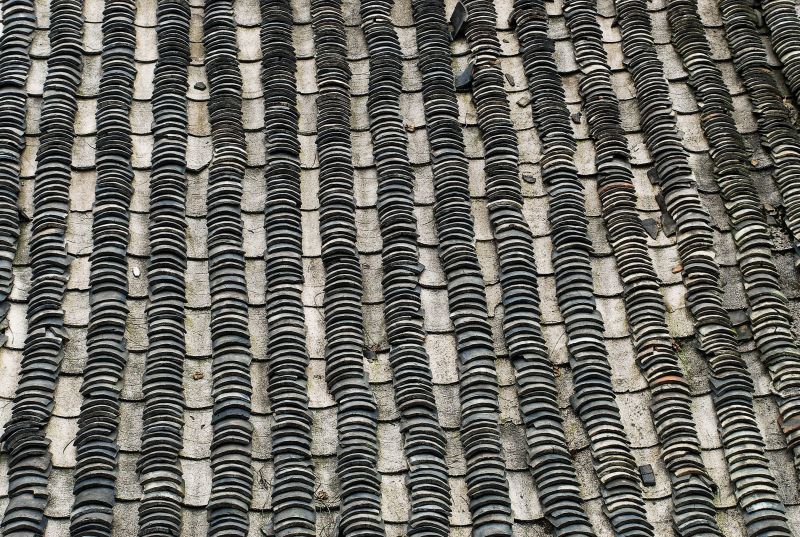 Close-up of a woven black-and-gray textured fabric pattern