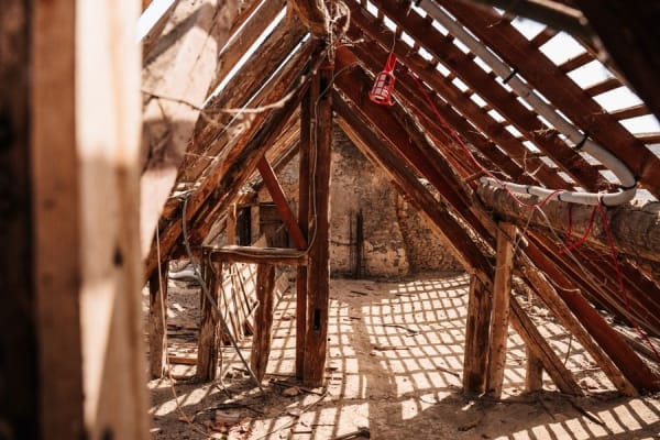 Daylight showing through roof timbers in a Croydon loft, requiring an emergency repair