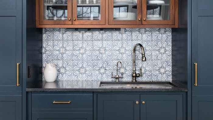 Custom-built kitchen cabinets and storage in a Bath kitchen