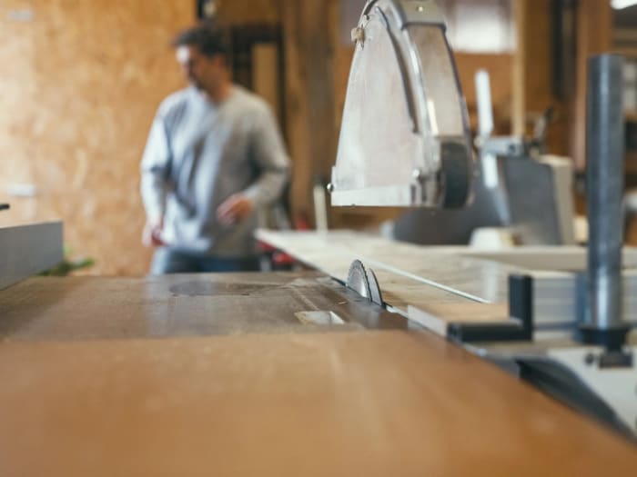 Machinery and benches in the workshop where our Torquay joinery is made