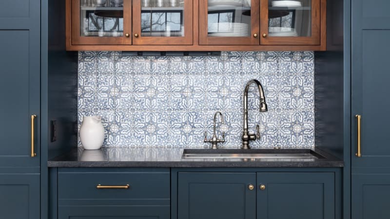 Bespoke kitchen storage cabinets in a Bath home