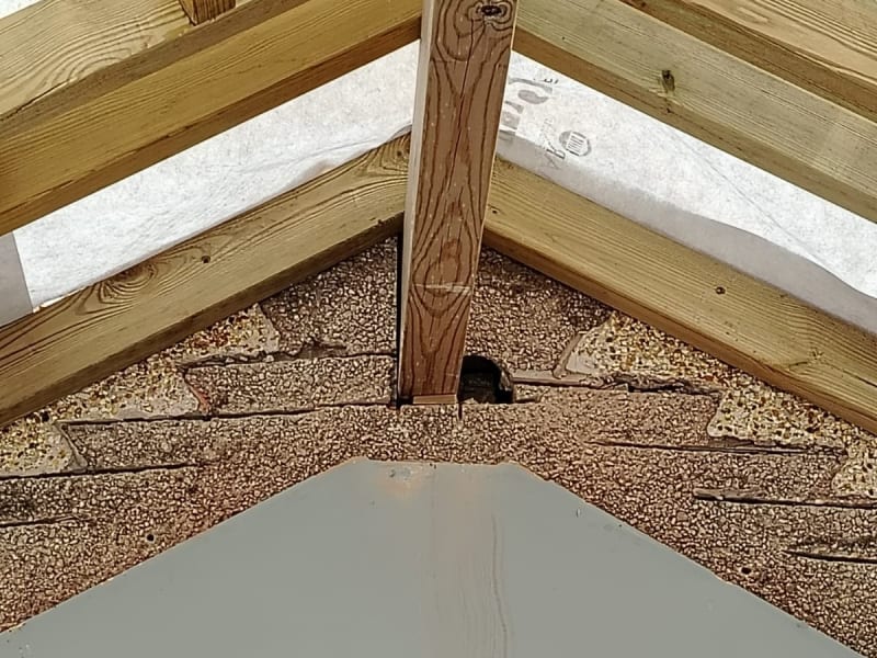 New roof timbers and ridge beam in place on a project in Carlisle