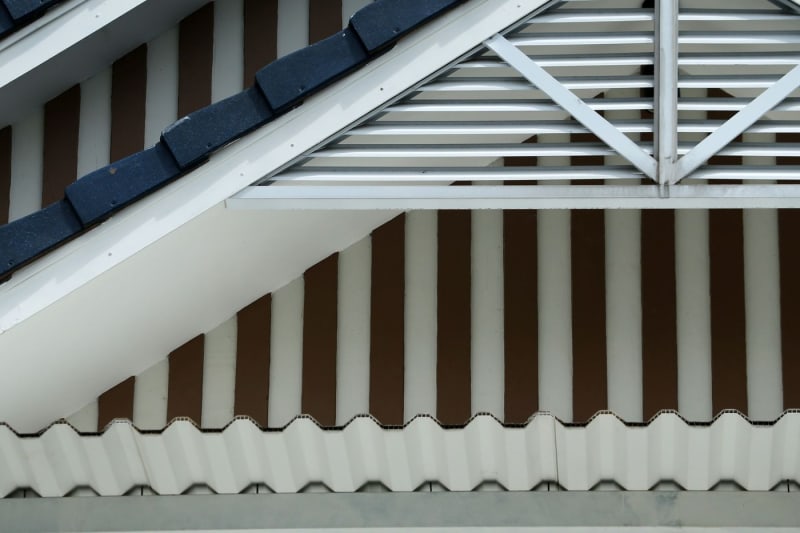 White uPVC soffit and fascia boards fitted under the eaves of a house