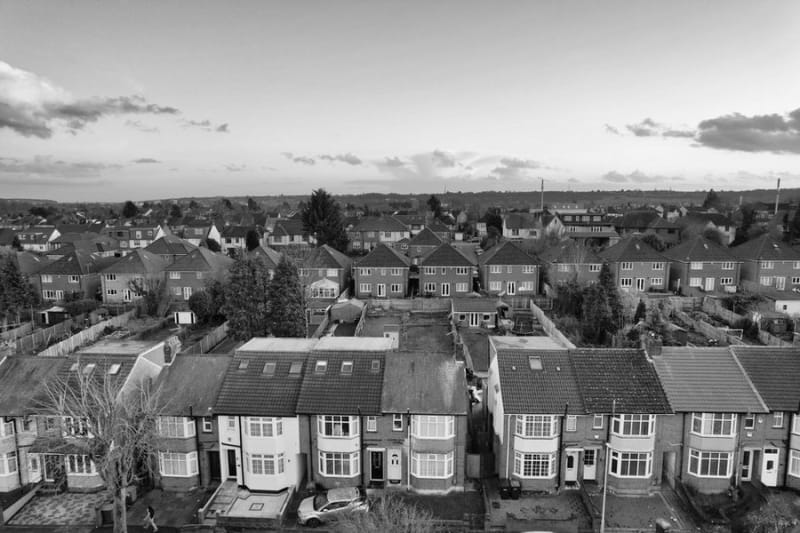 Rows of terraced housing rooftops in the north of the Croydon borough