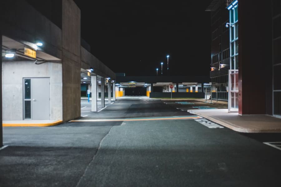 Evenly lit commercial car park with no dark patches