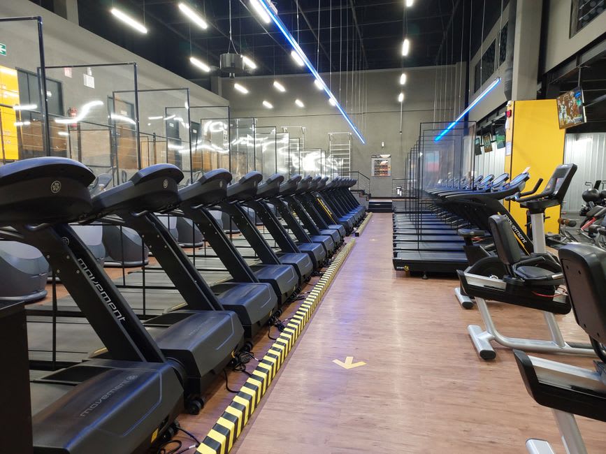 Bank of treadmills drawing a heavy sustained electrical load