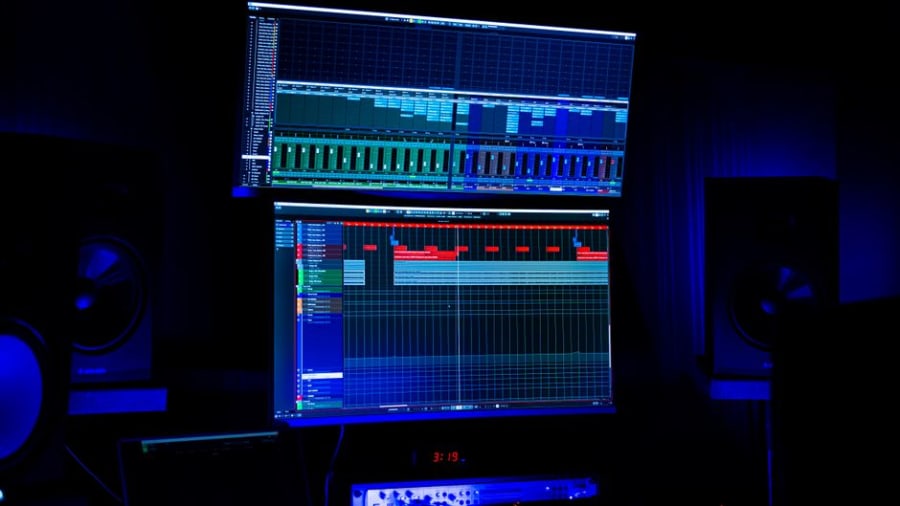 Sound system and screens in a Bristol fitness studio
