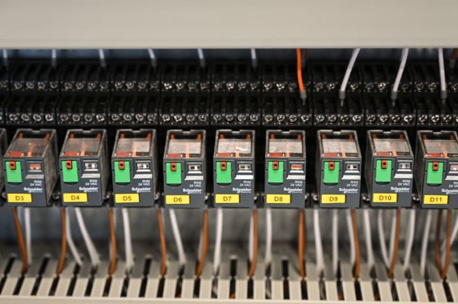 Industrial power distribution boards and machine wiring in a Bristol unit