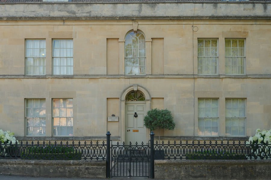 Georgian period listed building front elevation in Exeter showing window arrangement requiring consent