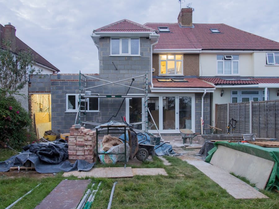 Roof lantern installation in progress at Exeter property showing frame fitting