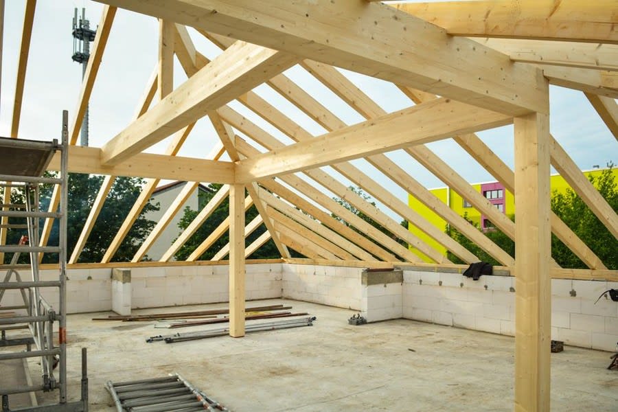 Roof timbers and battens exposed during roof work in Croydon