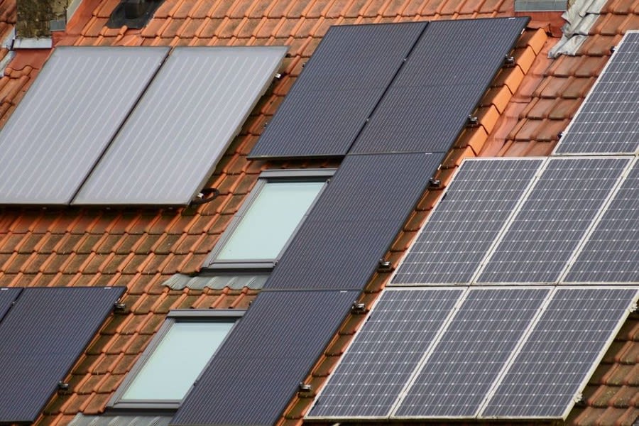 Solar panels fitted to a tiled house roof in the Croydon area