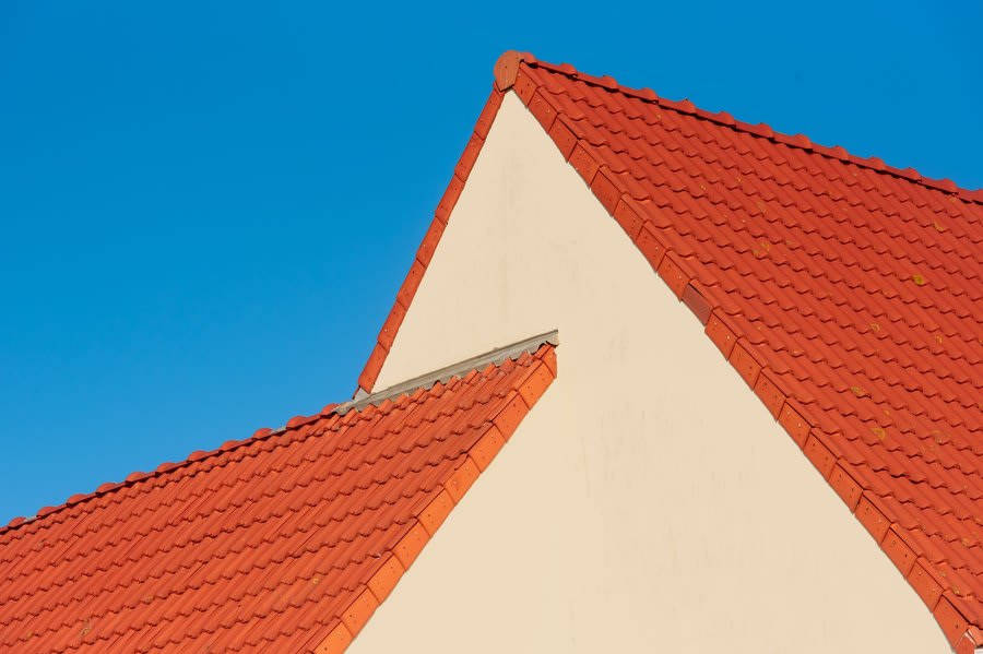 Freshly tiled gable on a completed roof replacement