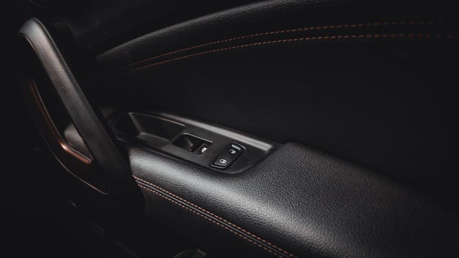 Close-up of tilt and turn window handle mechanism detail