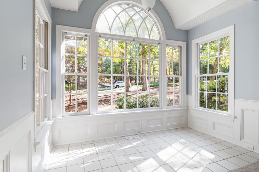 Modern Exeter home interior with large windows letting in natural light
