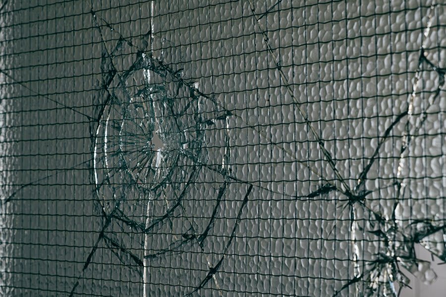 Laminated safety glass panel showing security specification for windows