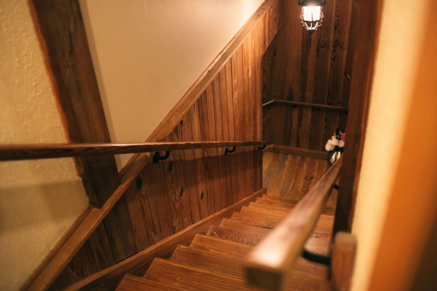 Timber staircase and handrail of the kind we make for Torquay properties