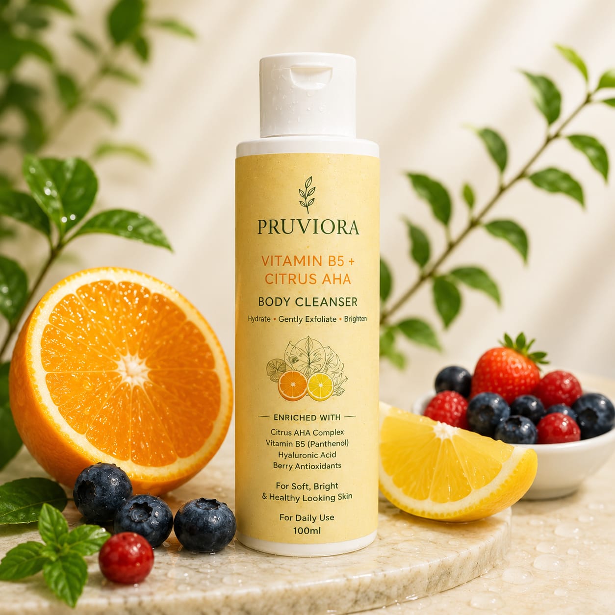 Pruviora Vitamin B5 + Citrus AHA Body Cleanser
