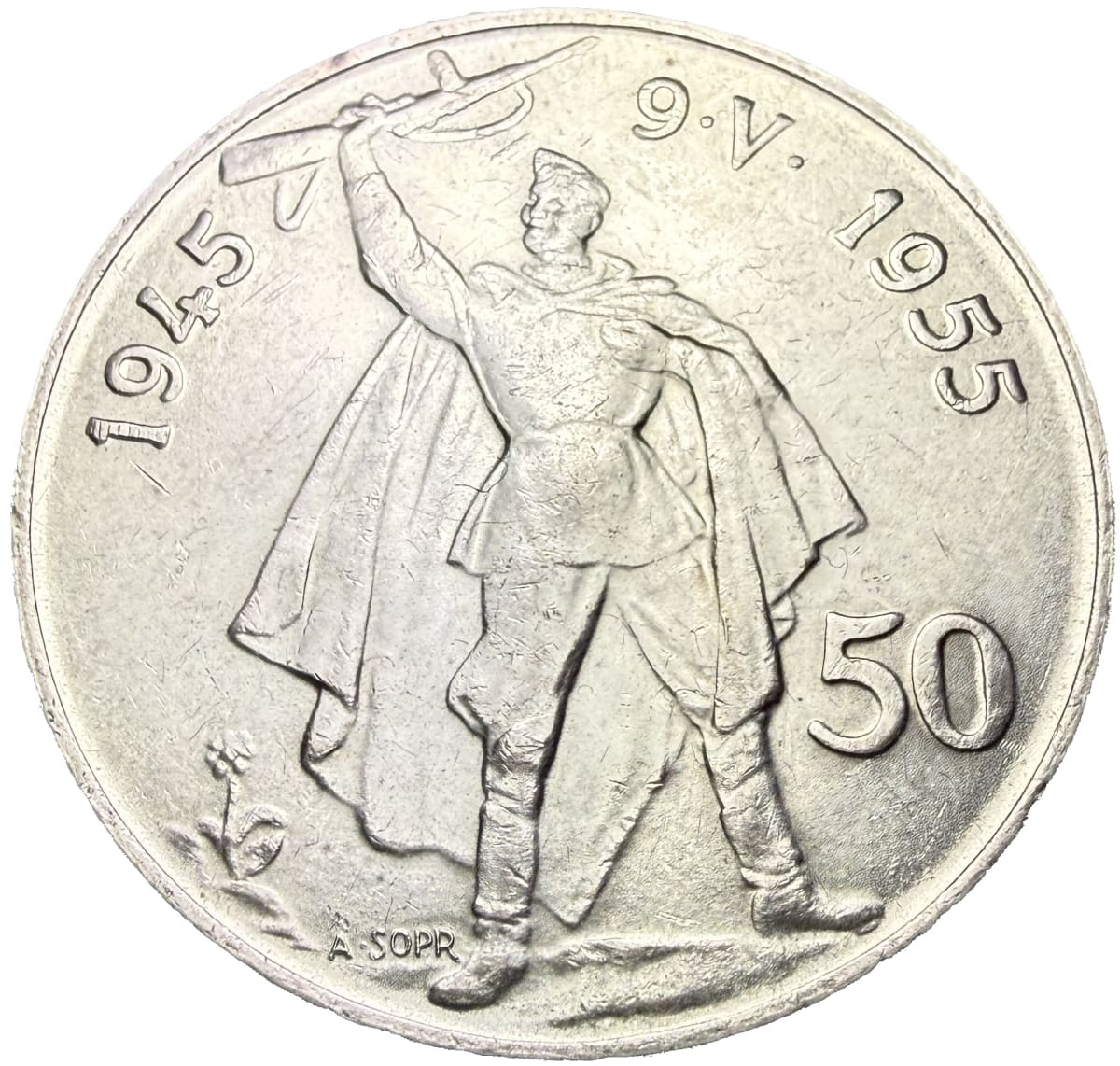 50 Koruna 1955 – 10. výročí osvobození Československa