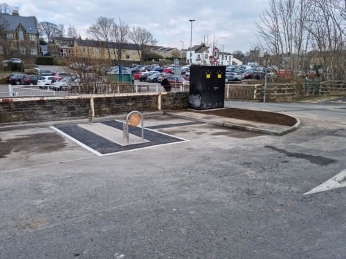 EV electric vehicle charging installation supermarket forecourt charger 