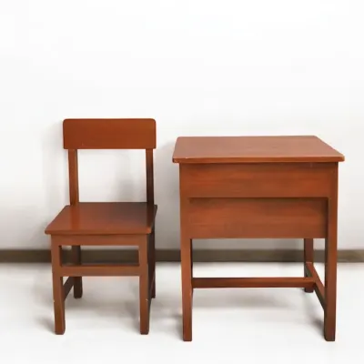 Meja Kursi Siswa Satu Set Single Seat Kayu Jati