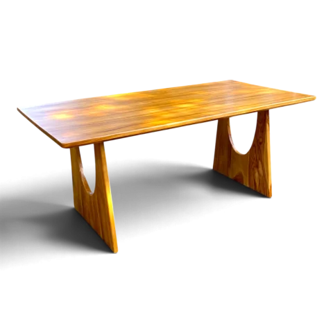 Contemporary Solid Wood Table with Sculptural Legs