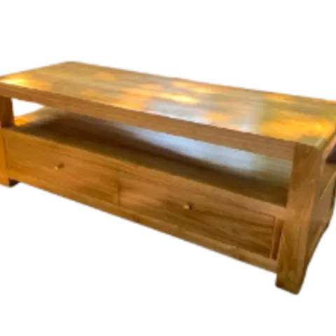 Minimalist Wooden TV Stand with 2 Drawers and Open Shelf